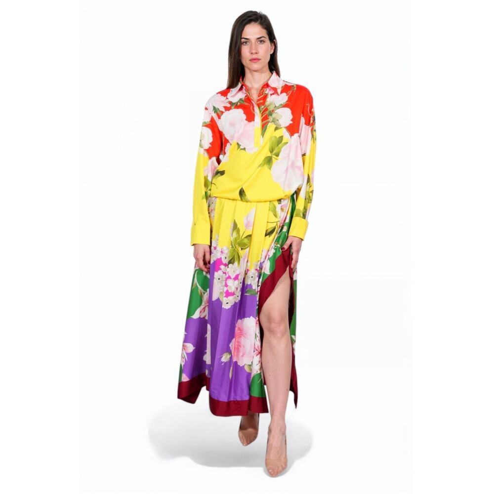 Valentino Multicolor Silk Floral Maxi Dress